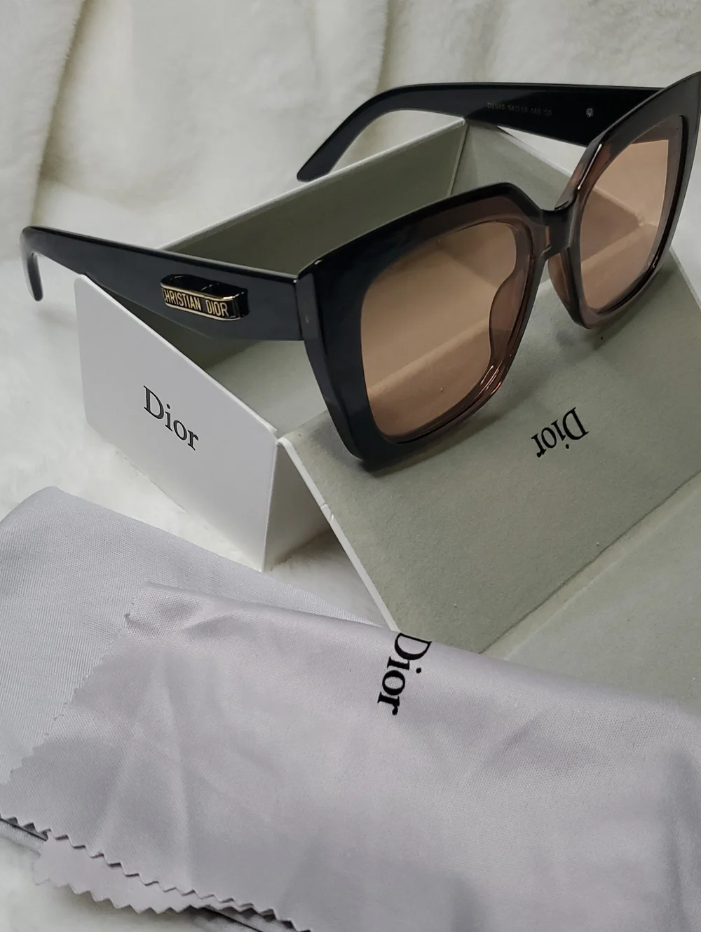 Dior Black Frame Sunglasses with Brown Gradient Lenses